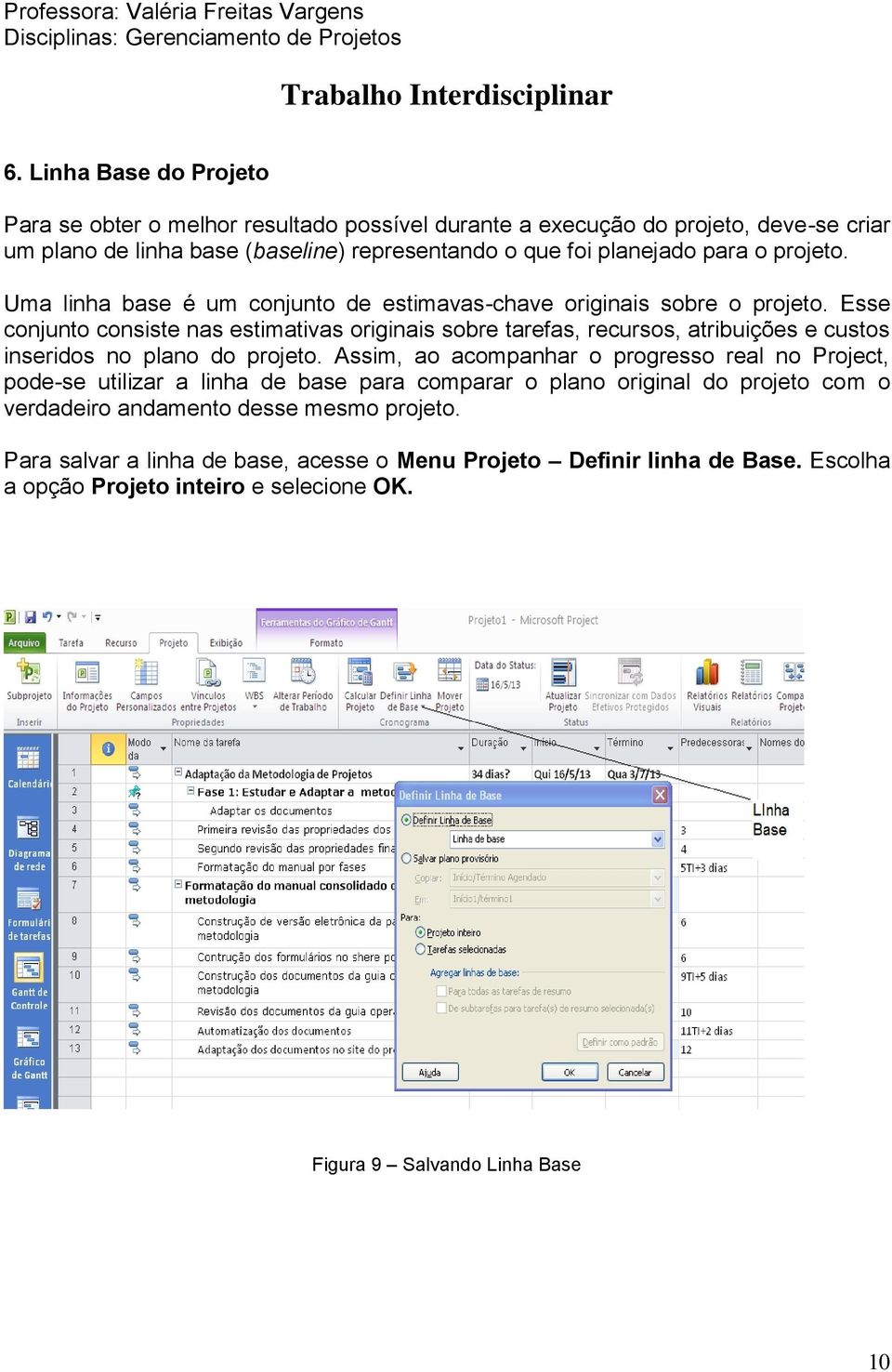 Esse conjunto consiste nas estimativas originais sobre tarefas, recursos, atribuições e custos inseridos no plano do projeto.