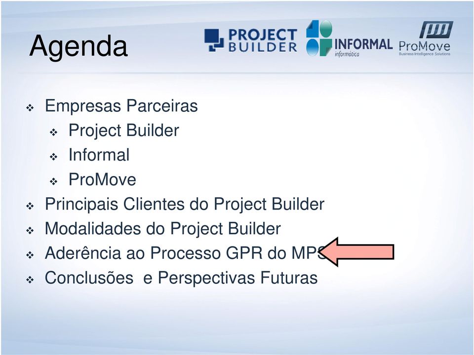 Builder Modalidades do Project Builder Aderência