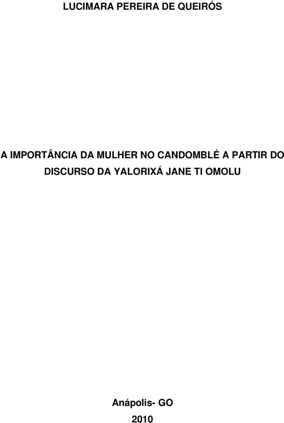 CANDOMBLÉ A PARTIR DO DISCURSO