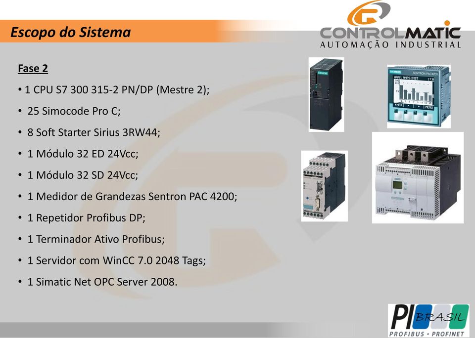 Medidor de Grandezas Sentron PAC 4200; 1 Repetidor Profibus DP; 1 Terminador