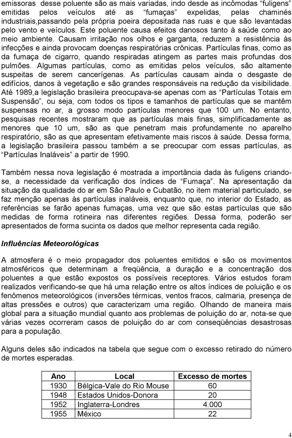 Causam irritação nos olhos e garganta, reduzem a resistência às infecções e ainda provocam doenças respiratórias crônicas.