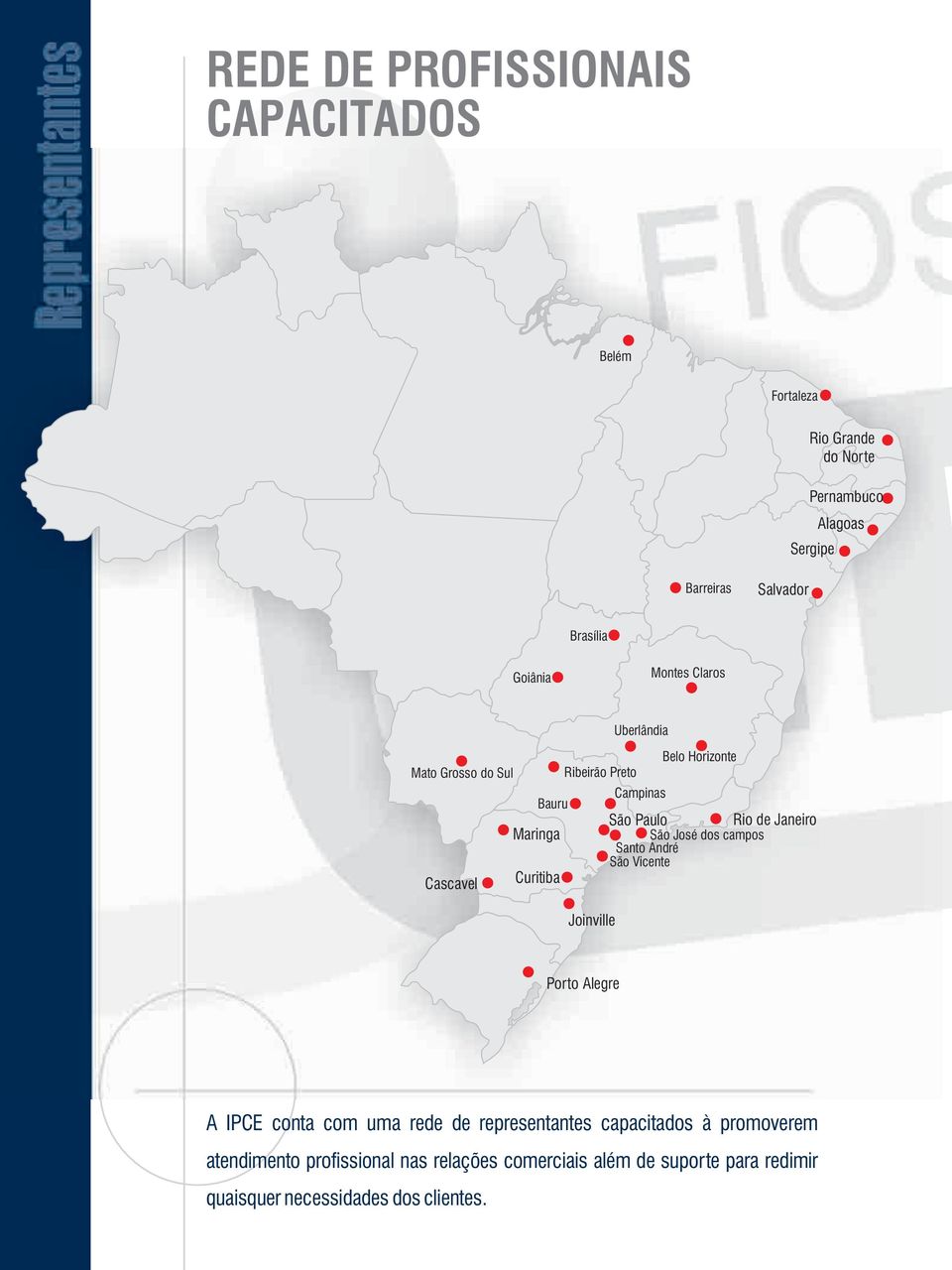 Janeiro São José dos campos Santo André São Vicente Curitiba Joinville Porto Alegre A IPCE conta com uma rede de representantes