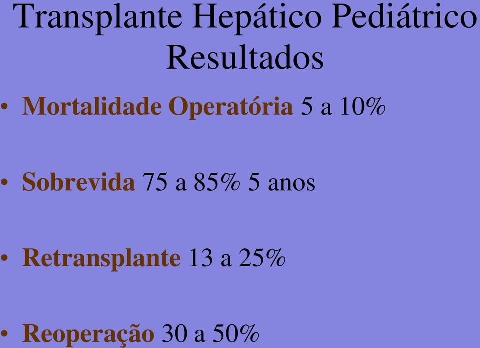 a 10% Sobrevida 75 a 85% 5 anos