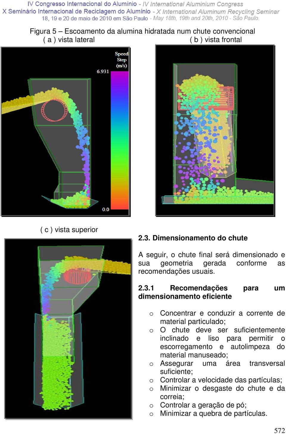 1 Recomendações para um dimensionamento eficiente o Concentrar e conduzir a corrente de material particulado; o O chute deve ser suficientemente inclinado e liso para