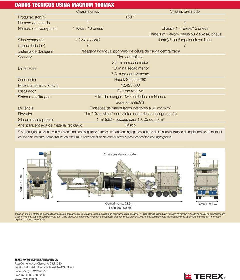 centralizada Tipo contrafluxo 2,2 m na seção maior Dimensões 1,8 m na seção menor 7,8 m de comprimento Queimador Potência térmica (kcal/h) Misturador Sistema de filtragem Hauck Starjet 4260 12.425.