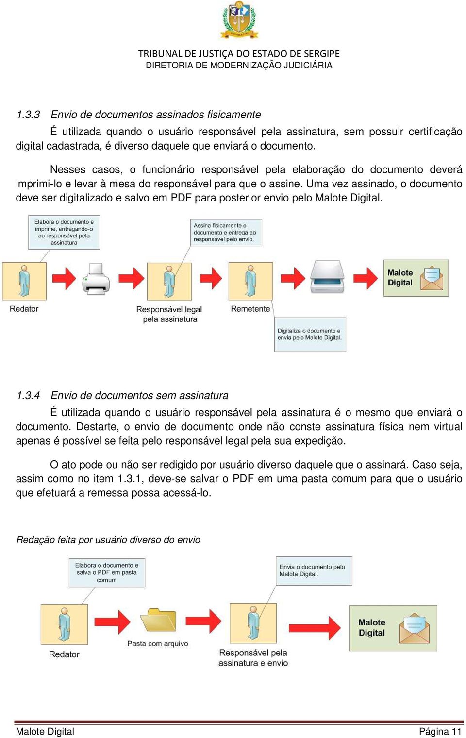 Uma vez assinado, o documento deve ser digitalizado e salvo em PDF para posterior envio pelo Malote Digital. 1.3.