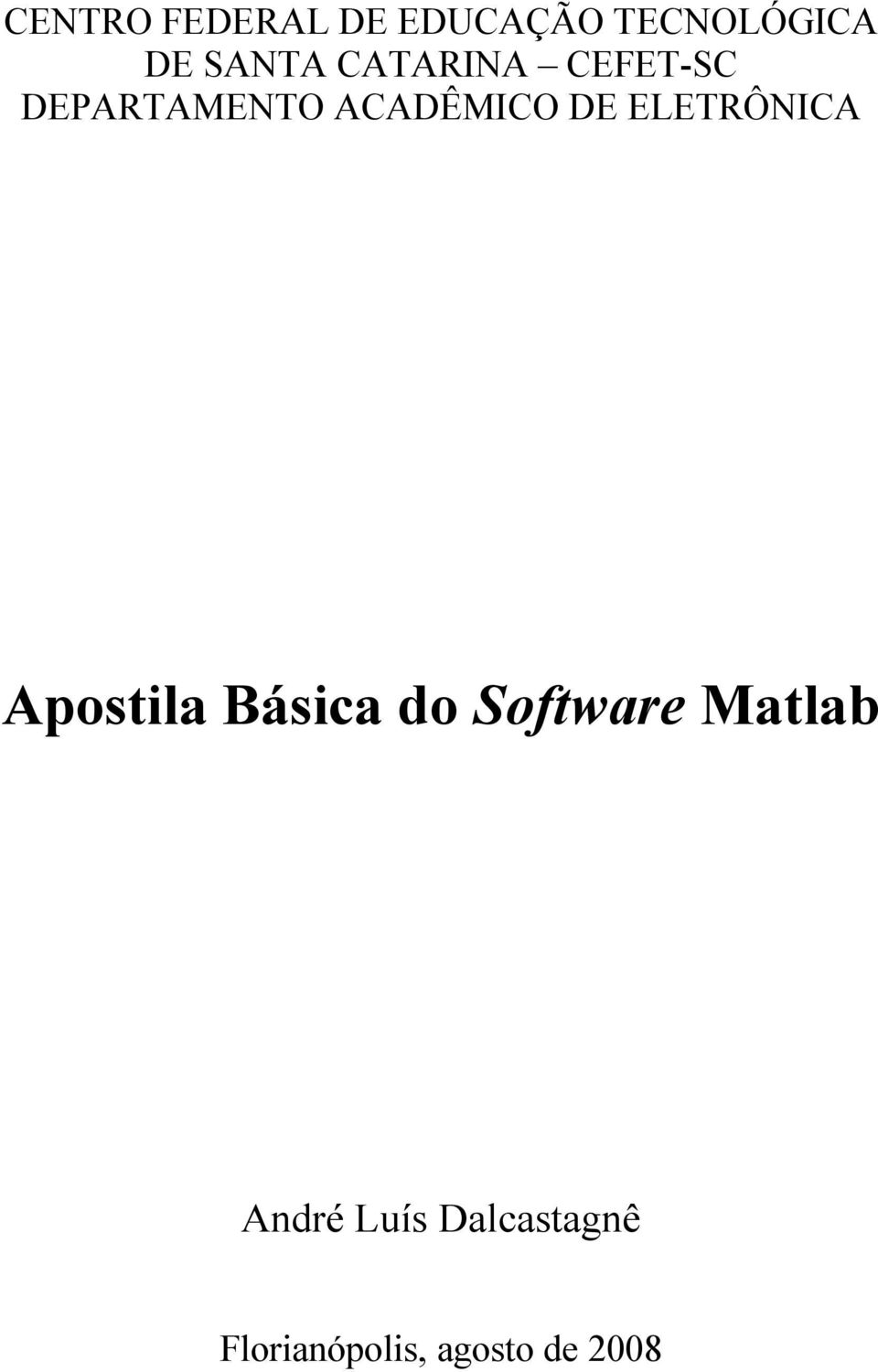 ELETRÔNICA Apostila Básica do Software Matlab