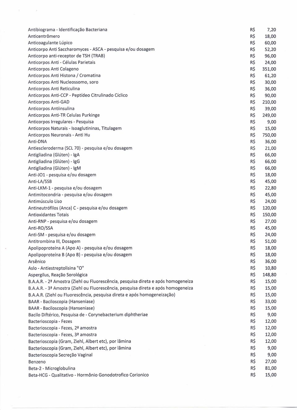 Anticorpos Anti-GAD Anticorpos Antiinsulina Anticorpos Anti-TR Celulas Purkinge Anticorpos Irregulares - Pesquisa Anticorpos Naturais - Isoaglutininas, Titulagem Anticorpos Neuronais - Anti Hu