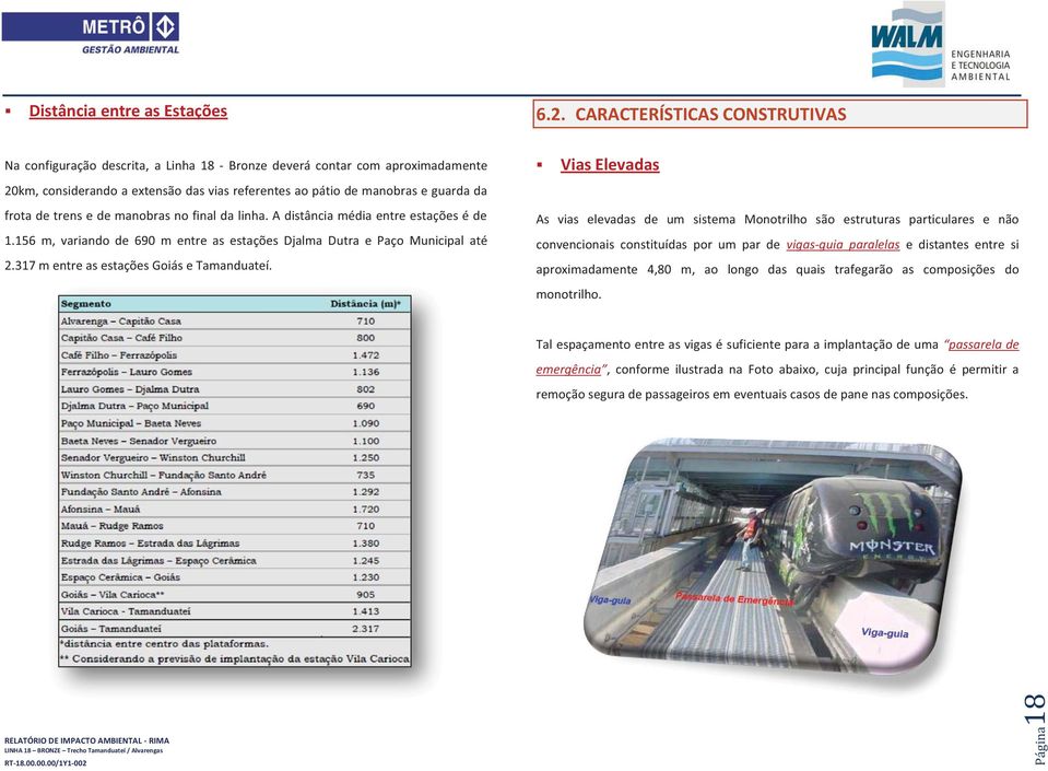 de trens e de manobras no final da linha. A distância média entre estações é de 1.156 m, variando de 690 m entre as estações Djalma Dutra e Paço Municipal até 2.