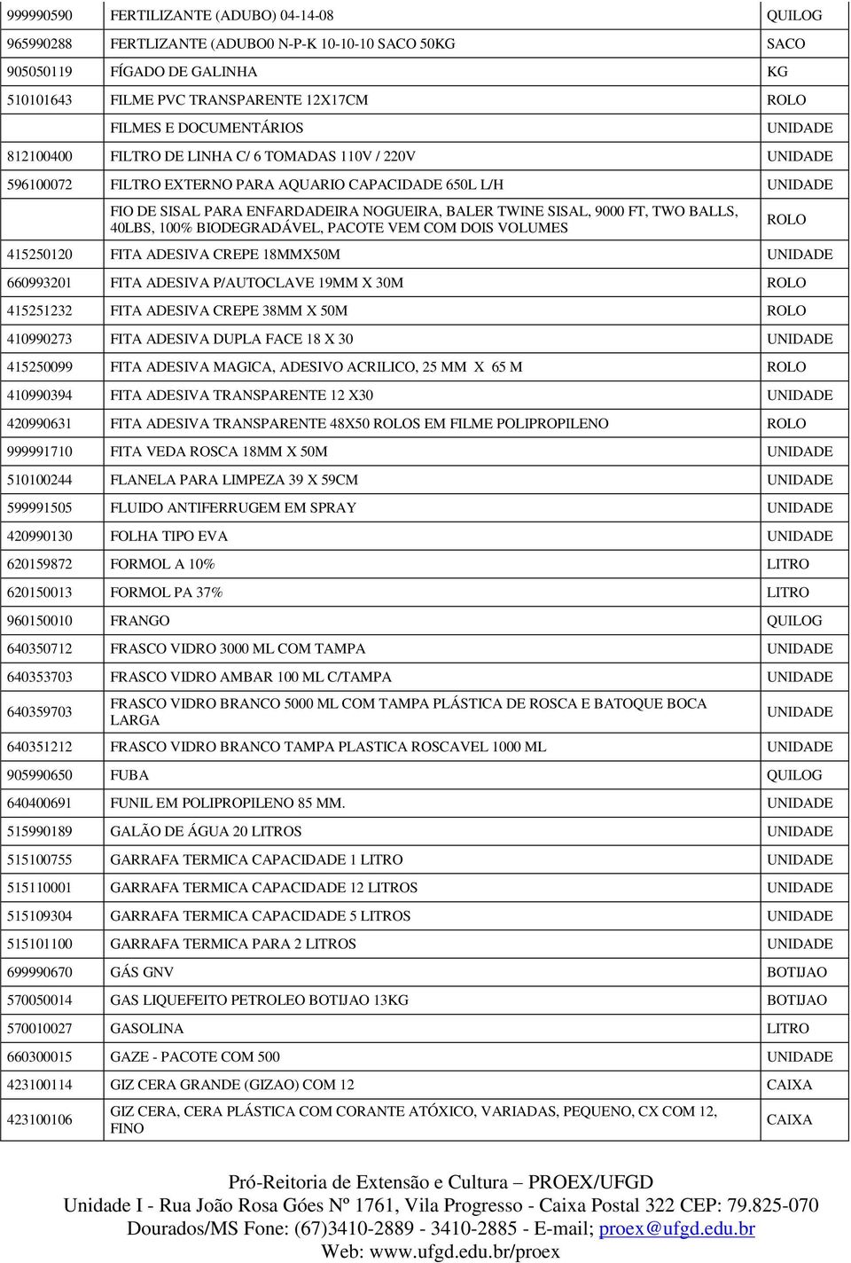 BALLS, 40LBS, 100% BIODEGRADÁVEL, PACOTE VEM COM DOIS VOLUMES 415250120 FITA ADESIVA CREPE 18MMX50M 660993201 FITA ADESIVA P/AUTOCLAVE 19MM X 30M ROLO 415251232 FITA ADESIVA CREPE 38MM X 50M ROLO