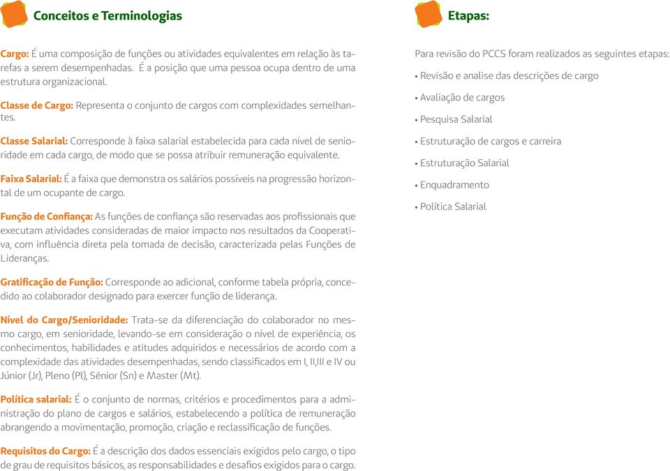 Classe Salarial: Corresponde à faixa salarial estabelecida para cada nível de senioridade em cada cargo, de modo que se possa atribuir remuneração equivalente.