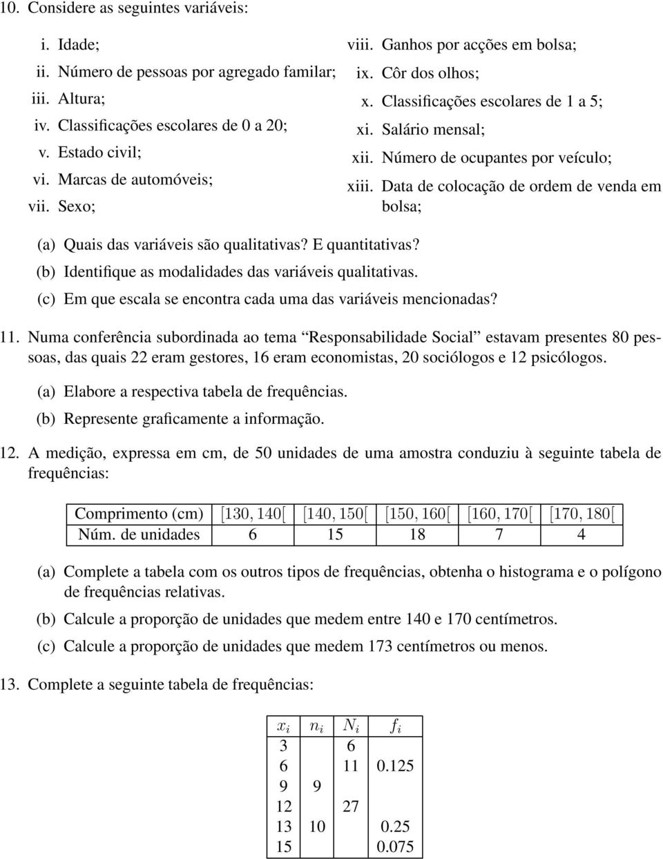 Data de colocação de ordem de venda em bolsa; (a) Quais das variáveis são qualitativas? E quantitativas? (b) Identifique as modalidades das variáveis qualitativas.