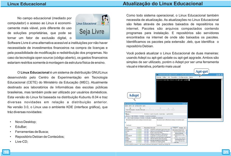 redistribuição dos programas. No caso da tecnologia open source (código aberto), os gastos financeiros estariam restritos somente à montagem da estrutura física de ensino.