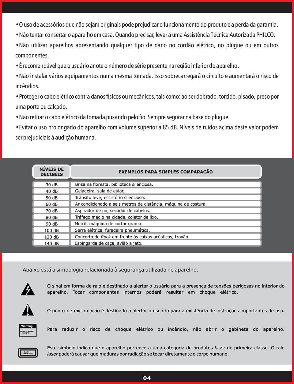 É recomendável que o usuário anote o número de série presente na região inferior do aparelho. Não instalar vários equipamentos numa mesma tomada.