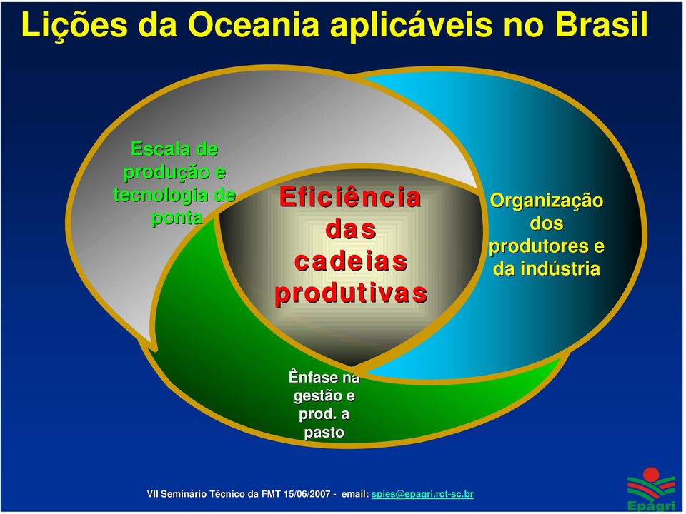 dos produtores e da indústria Ênfase na gestão e prod.