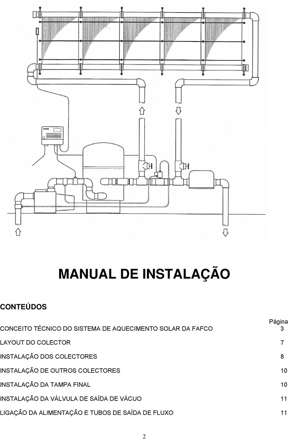 8 INSTALAÇÃO DE OUTROS COLECTORES 10 INSTALAÇÃO DA TAMPA FINAL 10 INSTALAÇÃO