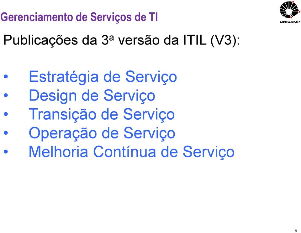 Serviço Transição de Serviço Operação