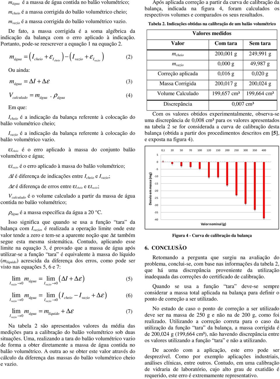 ( + ε ) ( + ε ) m I I = (2) cheio Icheio vazio Ou ainda: m = I + ε (3) V m.