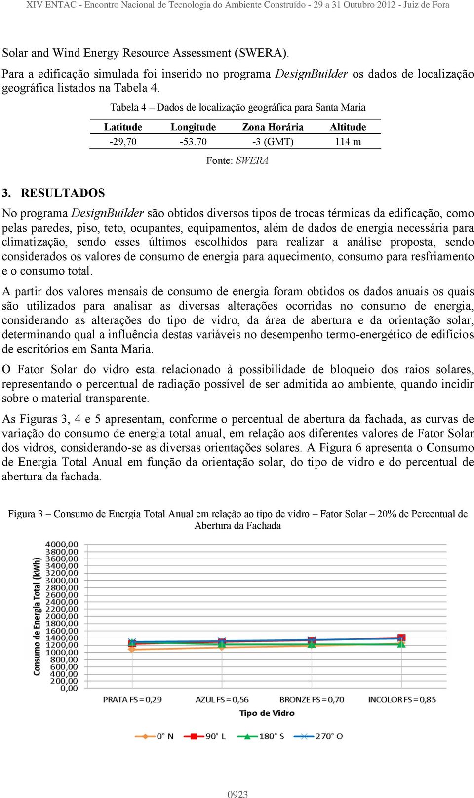 70-3 (GMT) 114 m Fonte: SWERA No programa DesignBuilder são obtidos diversos tipos de trocas térmicas da edificação, como pelas paredes, piso, teto, ocupantes, equipamentos, além de dados de energia