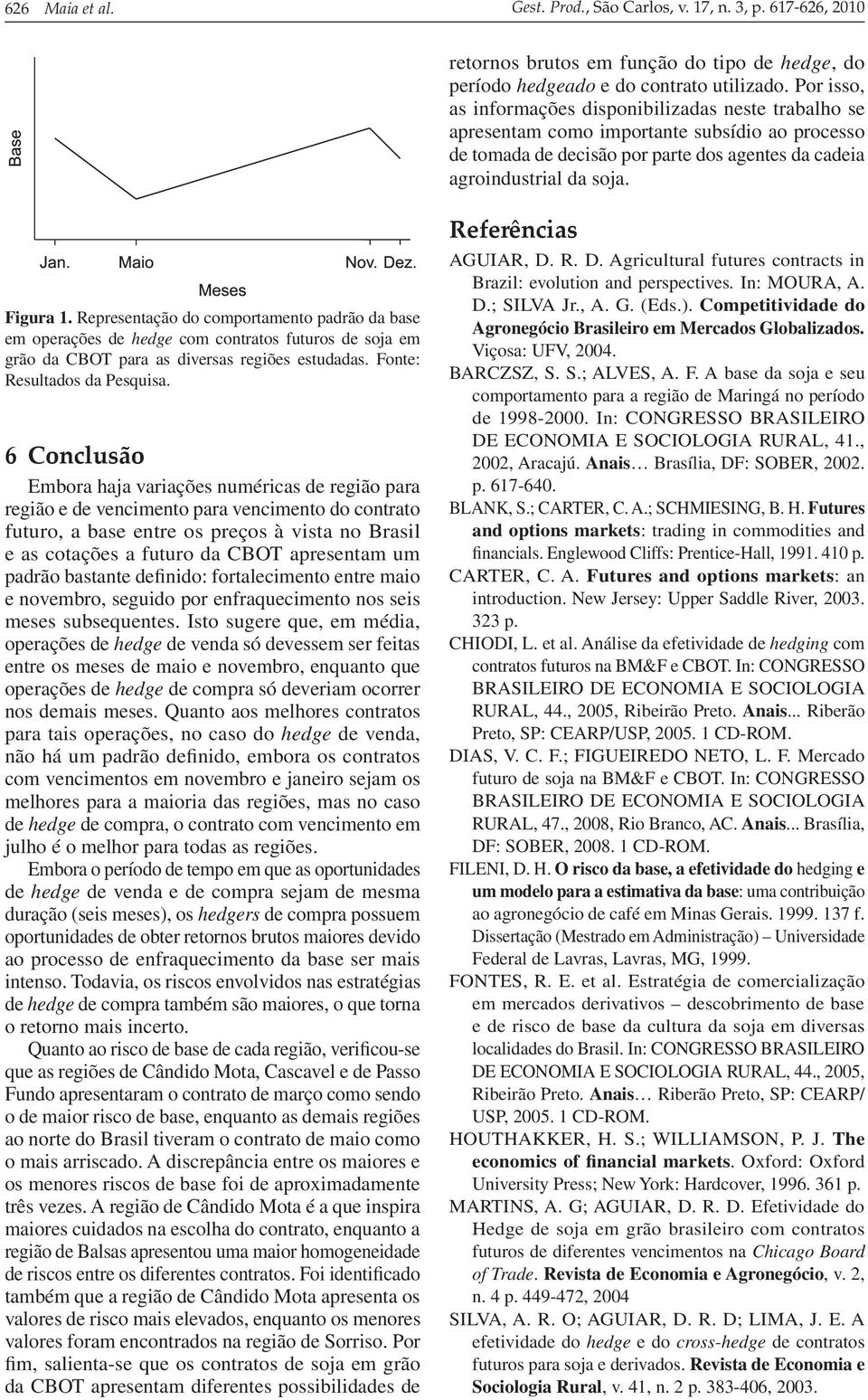 Representação do comportamento padrão da base em operações de hedge com contratos futuros de soja em grão da CBOT para as diversas regiões estudadas. Fonte: Resultados da Pesquisa.