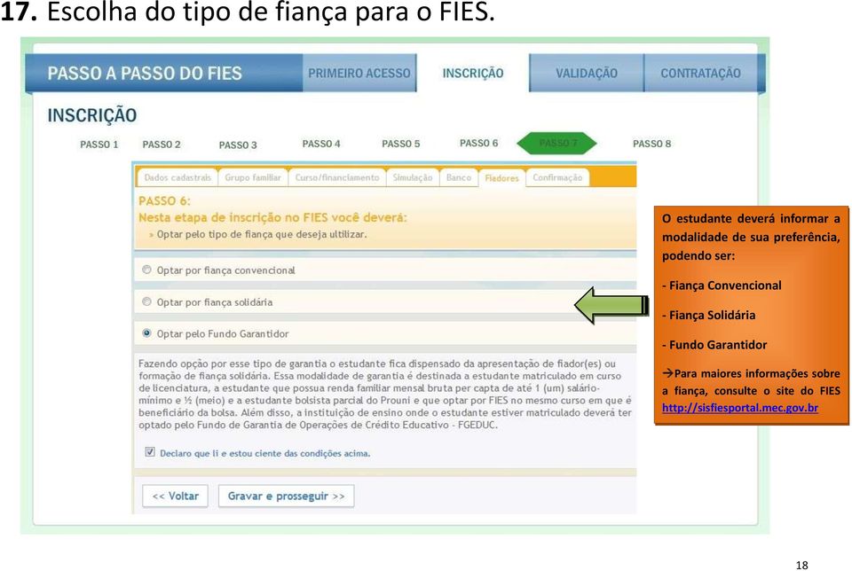 ser: - Fiança Convencional - Fiança Solidária - Fundo Garantidor