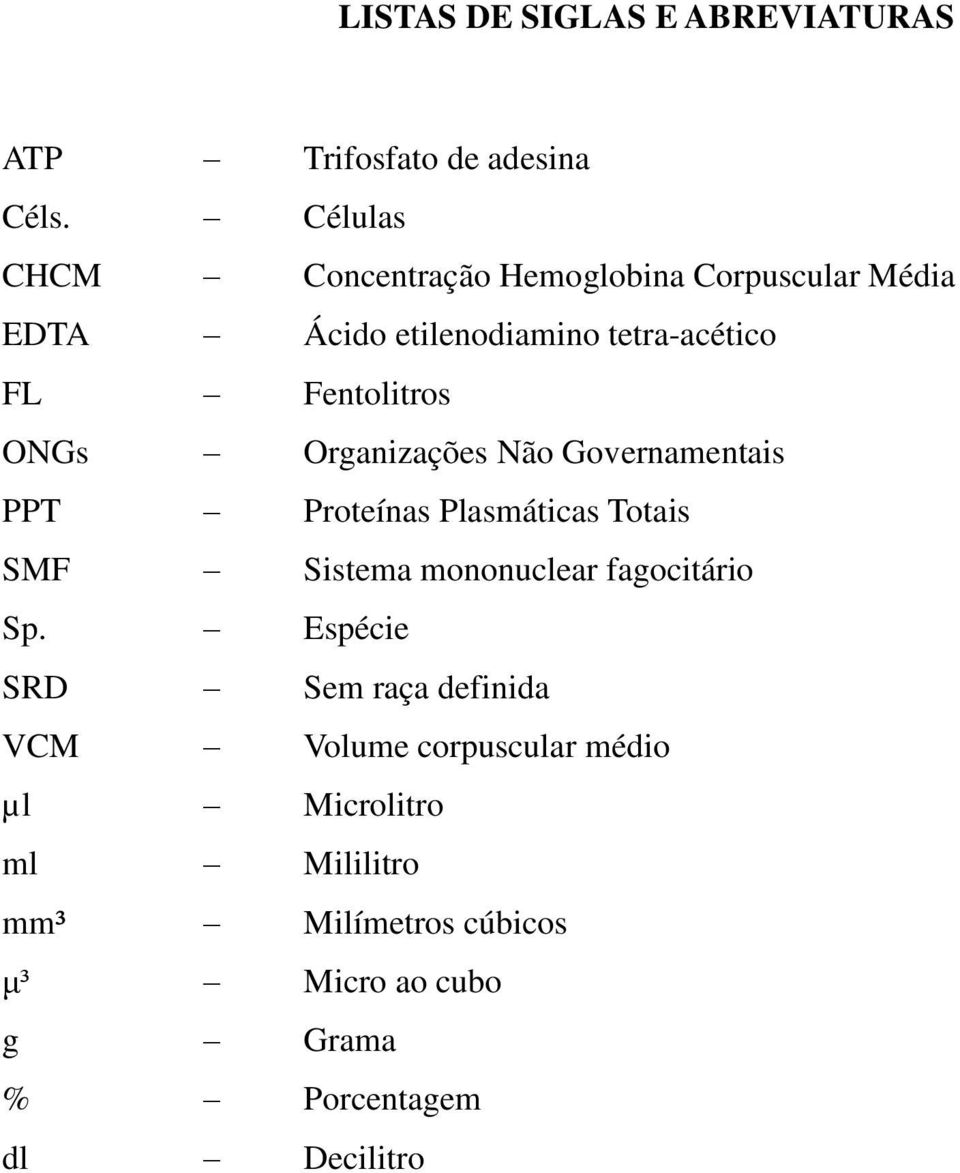 ONGs Organizações Não Governamentais PPT Proteínas Plasmáticas Totais SMF Sistema mononuclear fagocitário Sp.