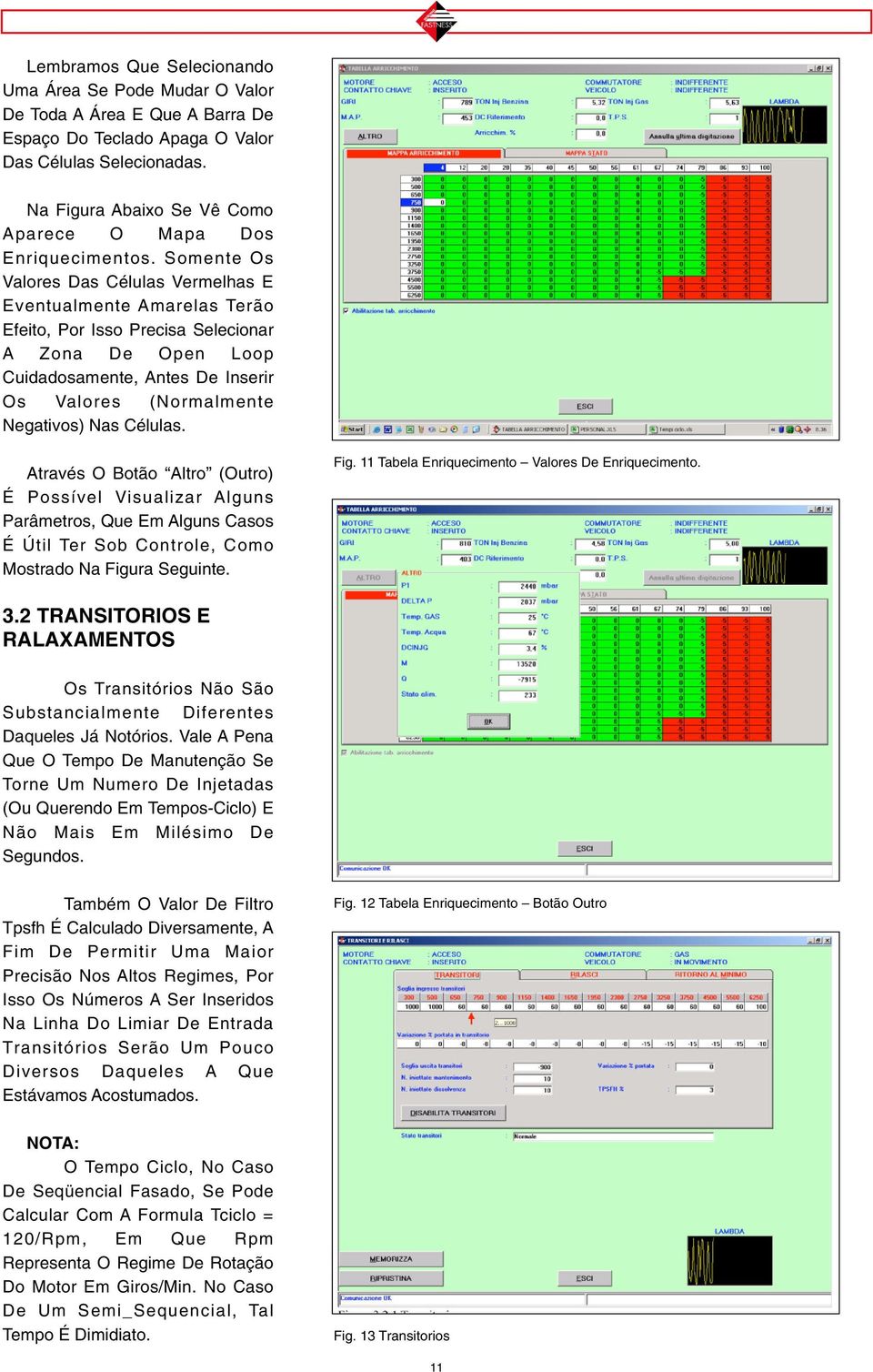 Somente Os Valores Das Células Vermelhas E Eventualmente Amarelas Terão Efeito, Por Isso Precisa Selecionar A Zona De Open Loop Cuidadosamente, Antes De Inserir Os Valores (Normalmente Negativos) Nas