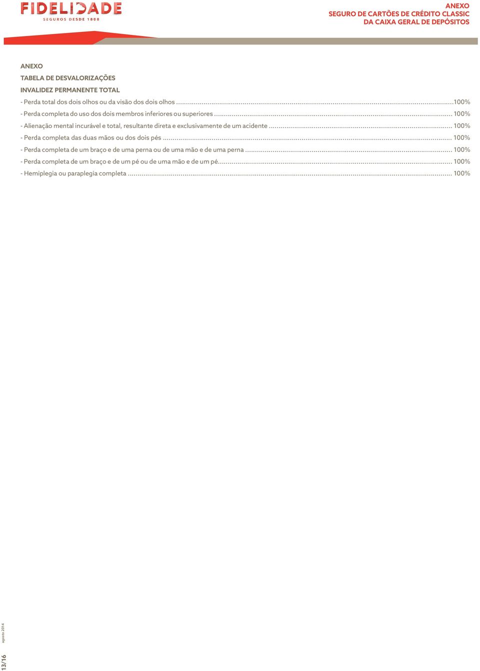 .. 100% - Alienação mental incurável e total, resultante direta e exclusivamente de um acidente.