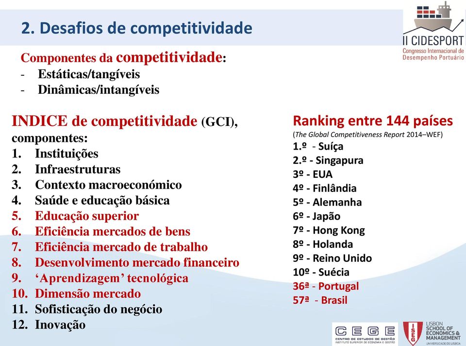 Desenvolvimento mercado financeiro 9. Aprendizagem tecnológica 10. Dimensão mercado 11. Sofisticação do negócio 12.