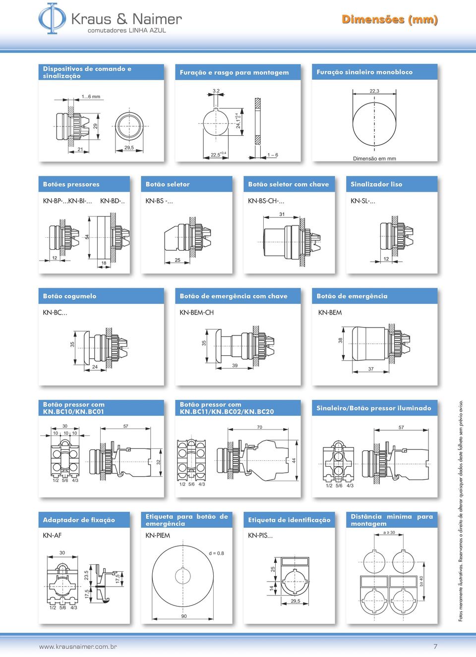 .. KN-BEM-CH KN-BEM 35 35 38 24 39 37 pressor com KN.BC10/KN.BC01 30 10 10 10 1/2 5/6 4/3 Adaptador de fixação pressor com KN.BC11/KN.BC02/KN.