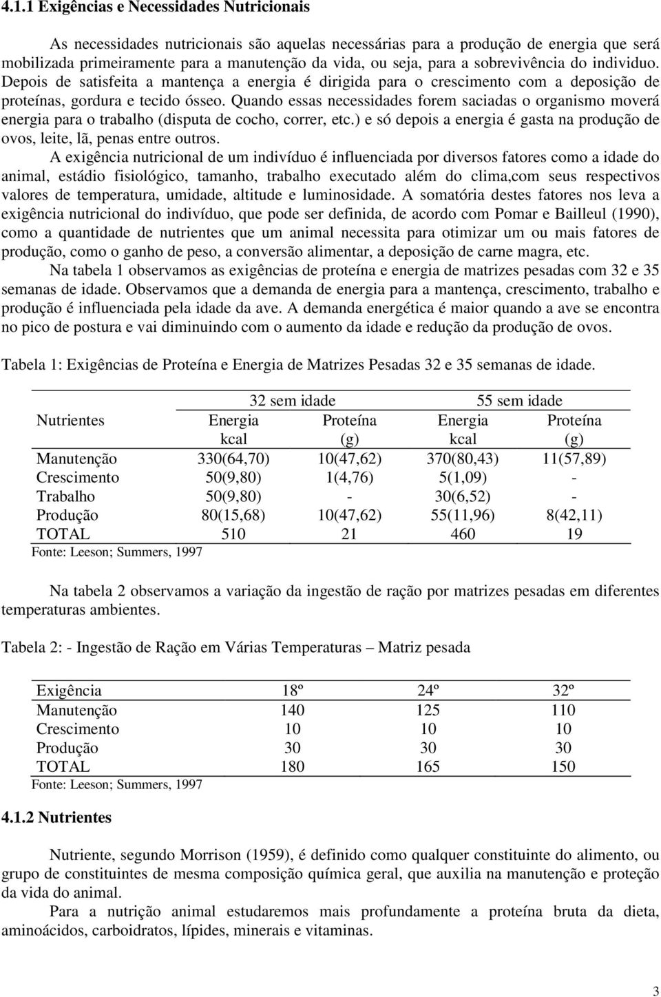 Quando essas necessidades forem saciadas o organismo moverá energia para o trabalho (disputa de cocho, correr, etc.) e só depois a energia é gasta na produção de ovos, leite, lã, penas entre outros.