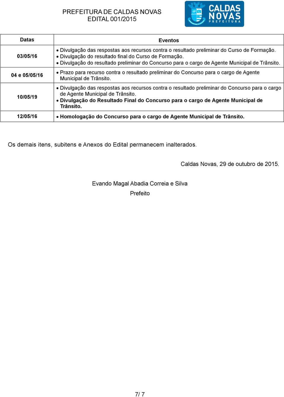 Divulgação das respostas aos recursos contra o resultado preliminar do Concurso para o cargo de Agente Municipal de Trânsito.