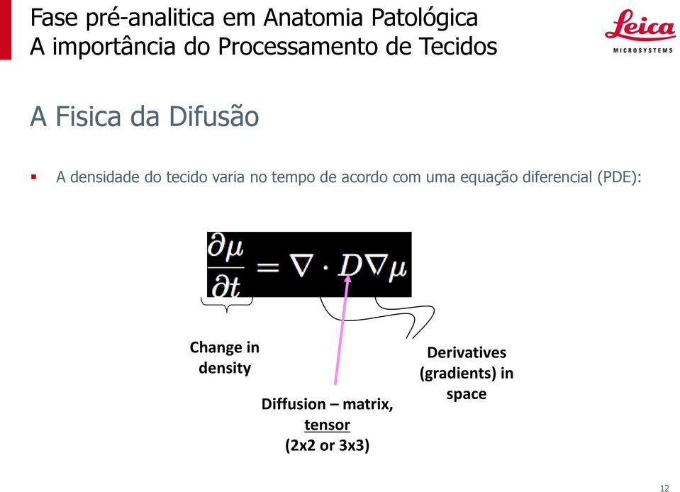 (PDE): Change in density Diffusion matrix,