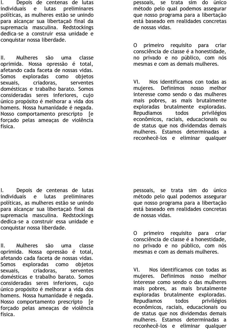 Somos exploradas como objetos sexuais, criadoras, serventes domésticas e trabalho barato. Somos consideradas seres inferiores, cujo único propósito é melhorar a vida dos homens.