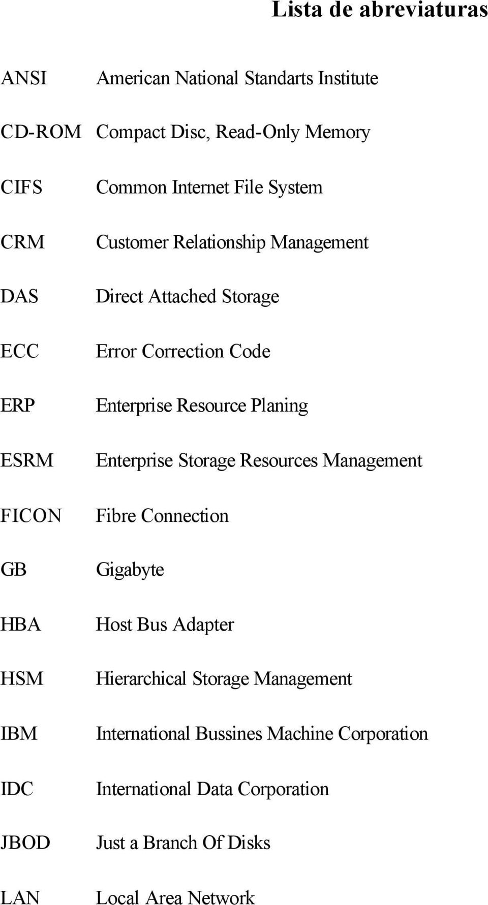 Correction Code Enterprise Resource Planing Enterprise Storage Resources Management Fibre Connection Gigabyte Host Bus Adapter