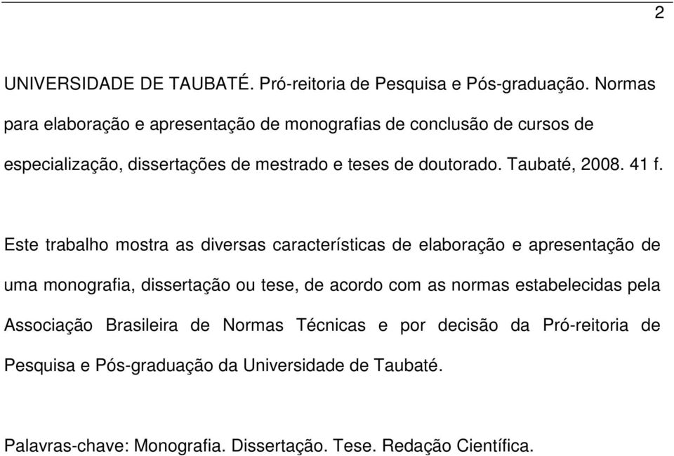 Taubaté, 2008. 41 f.