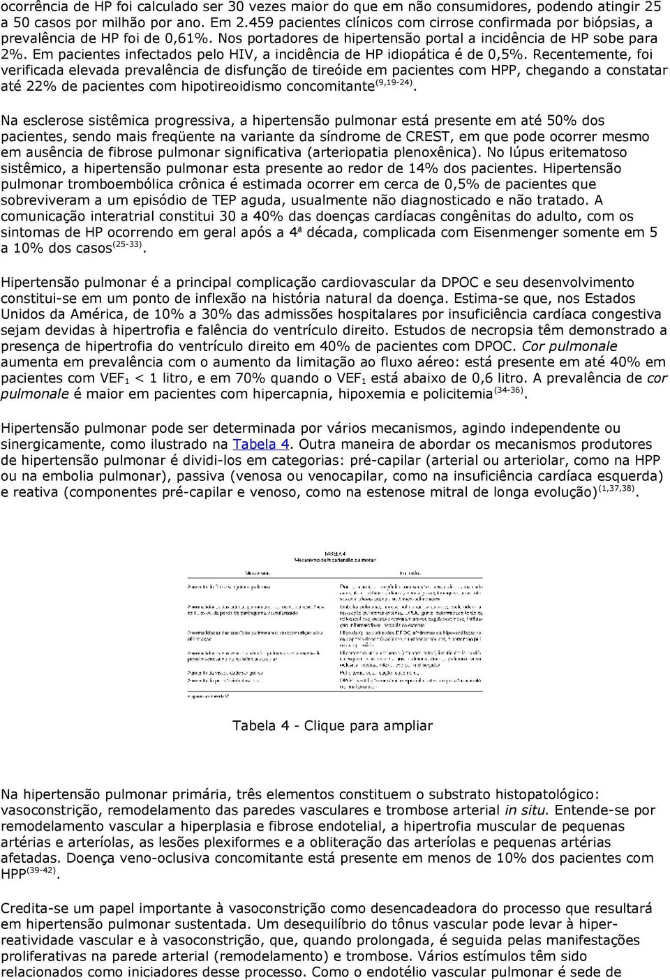 Em pacientes infectados pelo HIV, a incidência de HP idiopática é de 0,5%.