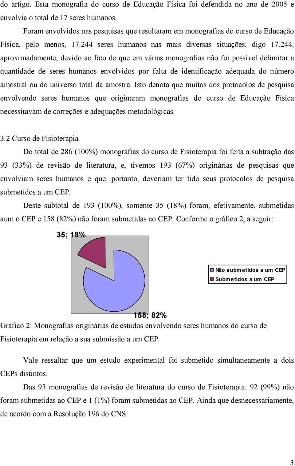 244, aproximadamente, devido ao fato de que em várias monografias não foi possível delimitar a quantidade de seres humanos envolvidos por falta de identificação adequada do número amostral ou do