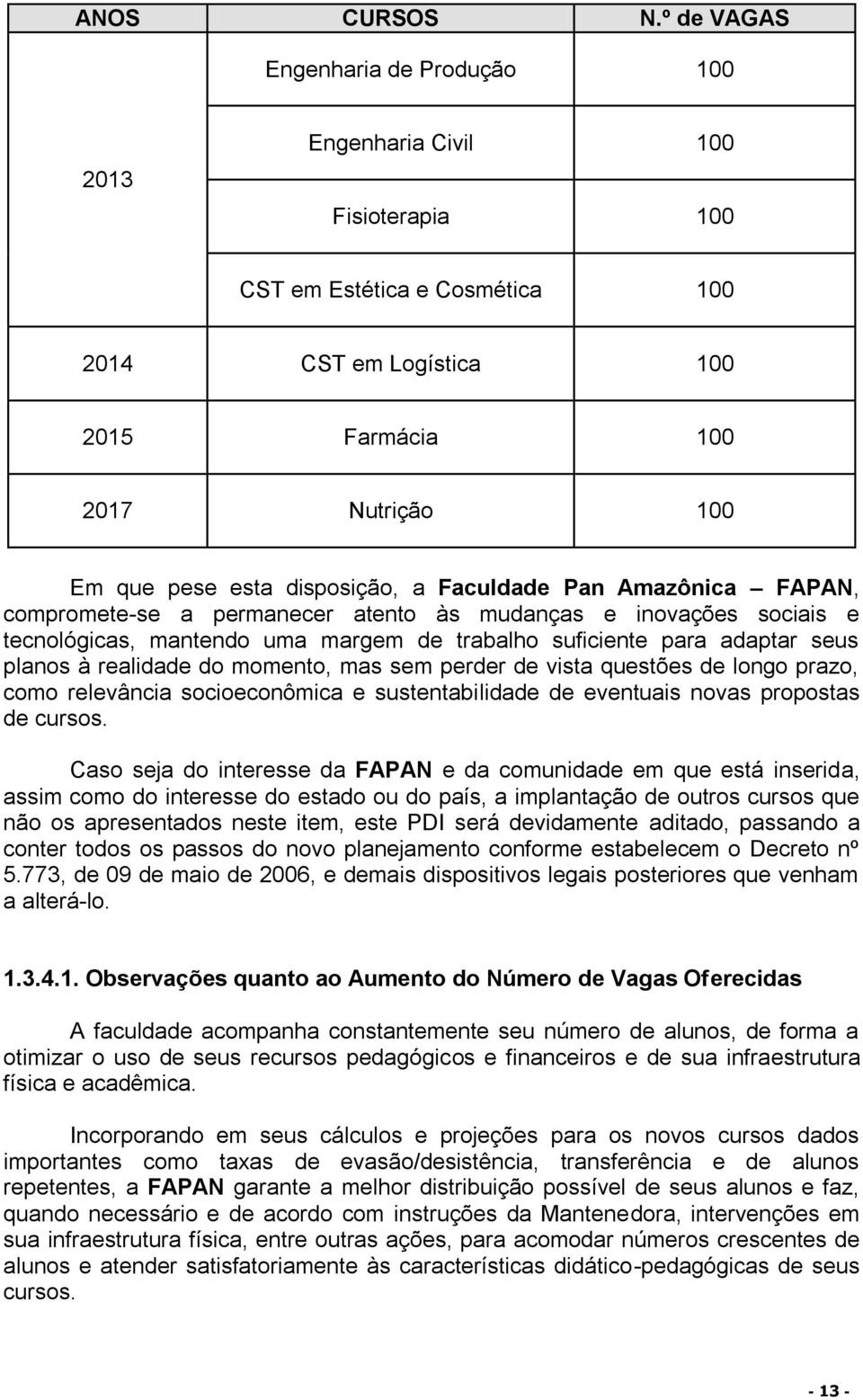 disposição, a Faculdade Pan Amazônica FAPAN, compromete-se a permanecer atento às mudanças e inovações sociais e tecnológicas, mantendo uma margem de trabalho suficiente para adaptar seus planos à