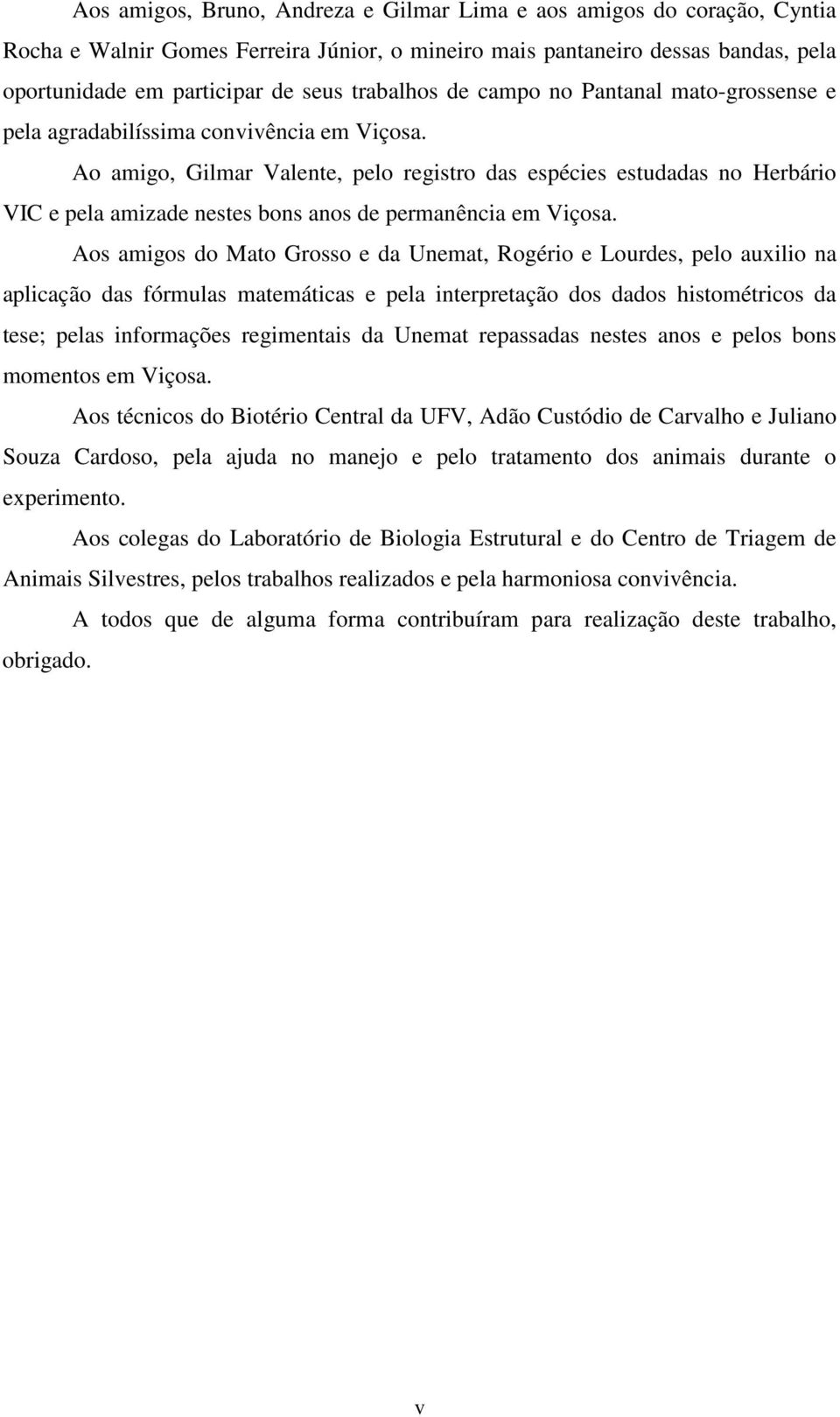 Ao amigo, Gilmar Valente, pelo registro das espécies estudadas no Herbário VIC e pela amizade nestes bons anos de permanência em Viçosa.