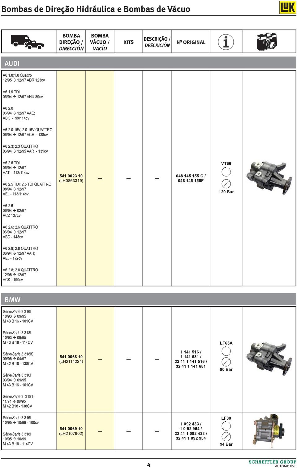 6 06/94 02/97 ACZ 137cv A6 2.6; 2.6 QUATTRO 06/94 12/97 ABC - 148cv A6 2.8; 2.