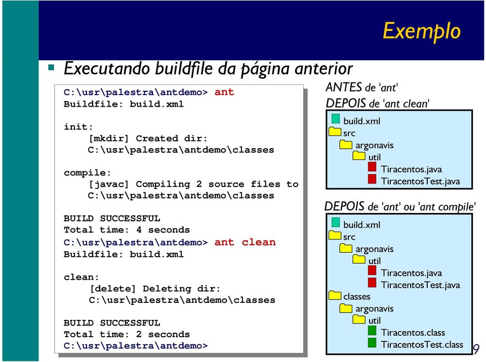 C:\usr\palestra\antdemo> ant clean Buildfile: build.