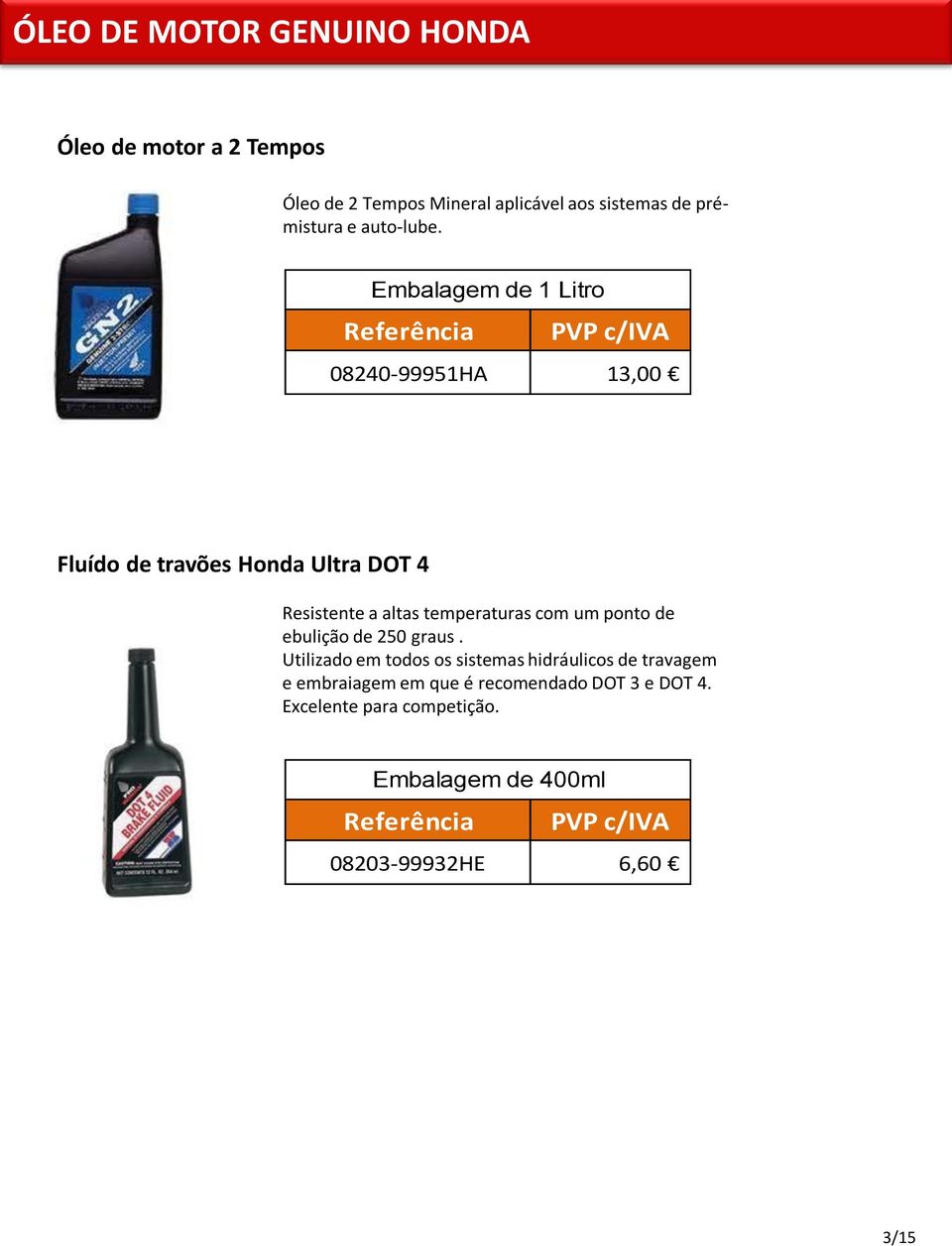 Embalagem de 1 Litro 08240-99951HA 13,00 Fluído de travões Honda Ultra DOT 4 Resistente a altas temperaturas com