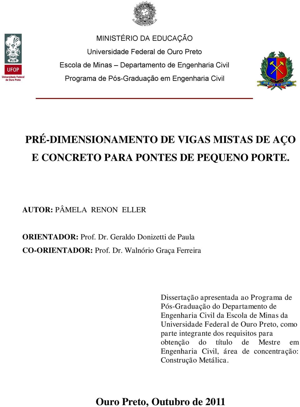 Geraldo Donizetti de Paula CO-ORIENTADOR: Prof. Dr.