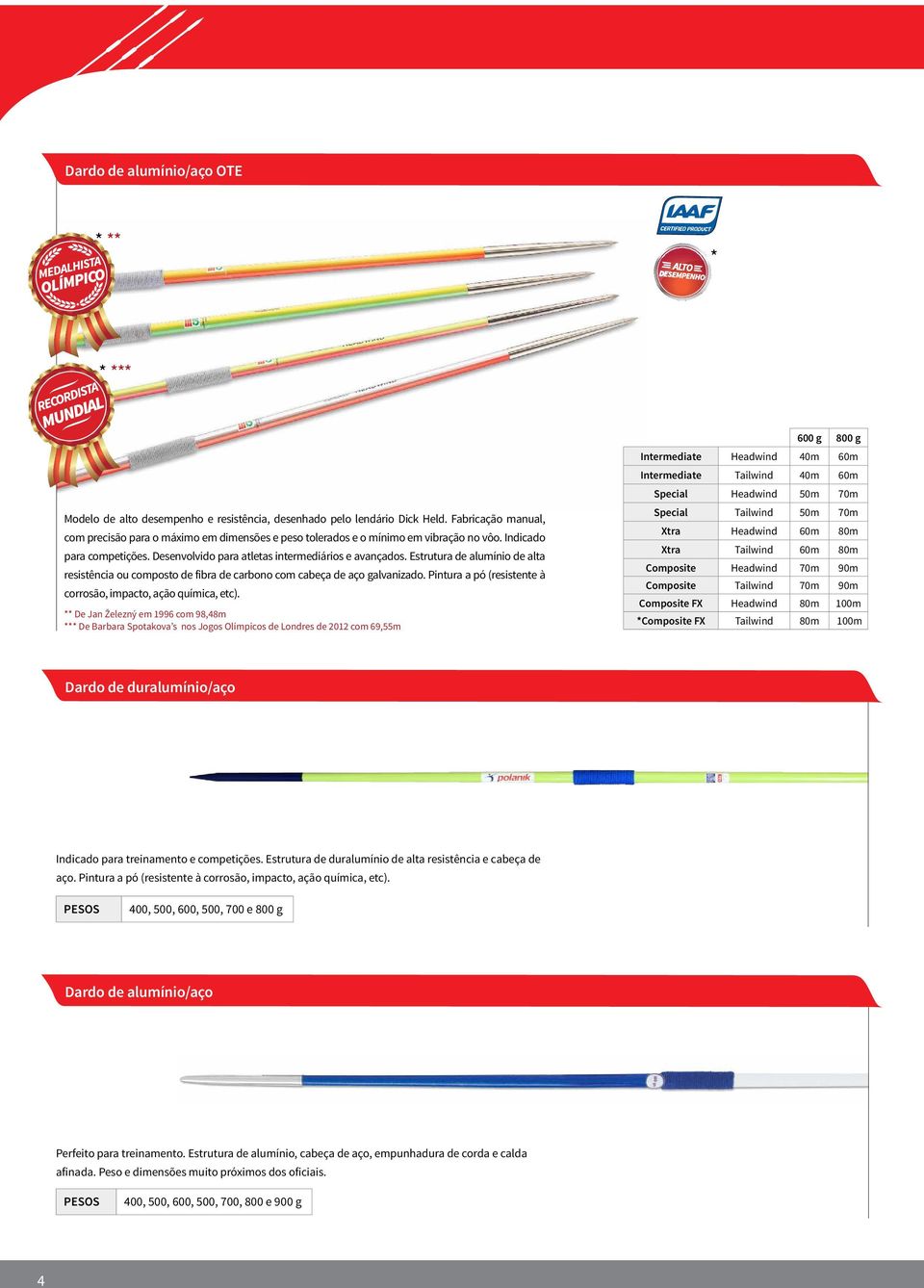 Estrutura de alumínio de alta resistência ou composto de fibra de carbono com cabeça de aço galvanizado. Pintura a pó (resistente à corrosão, impacto, ação química, etc).