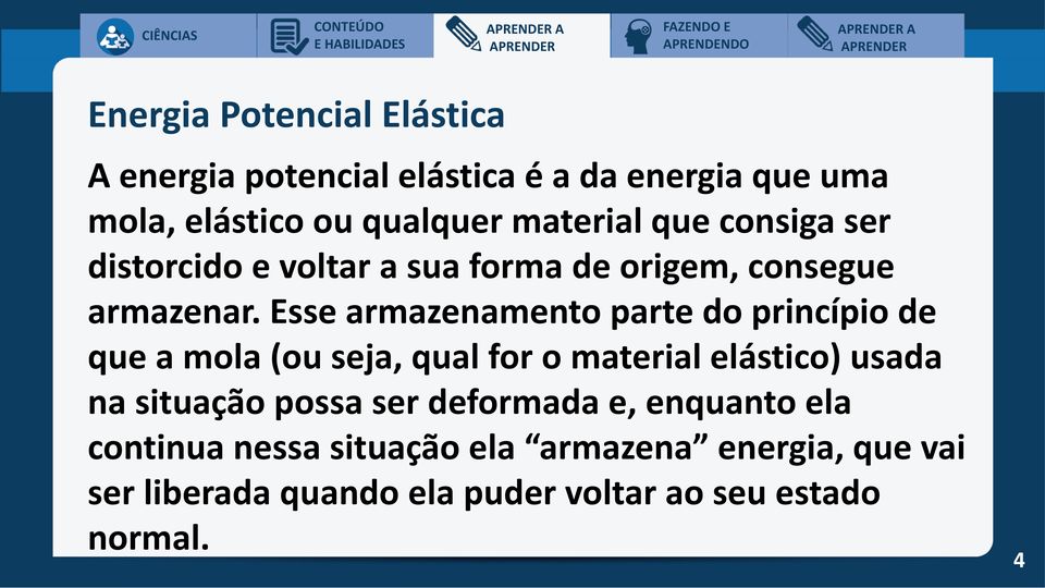 Esse armazenamento parte do princípio de que a mola (ou seja, qual for o material elástico) usada na situação