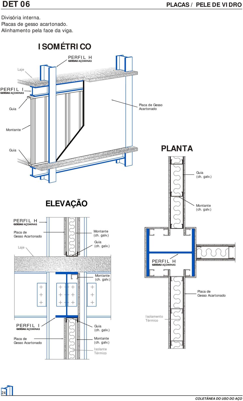 ) Montante (ch. galv.) Placa de Gesso Acartonado Montante (ch. galv.) Guia (ch. galv.) Montante (ch. galv.) Placa de Gesso Acartonado Placa de Gesso Acartonado Guia (ch.