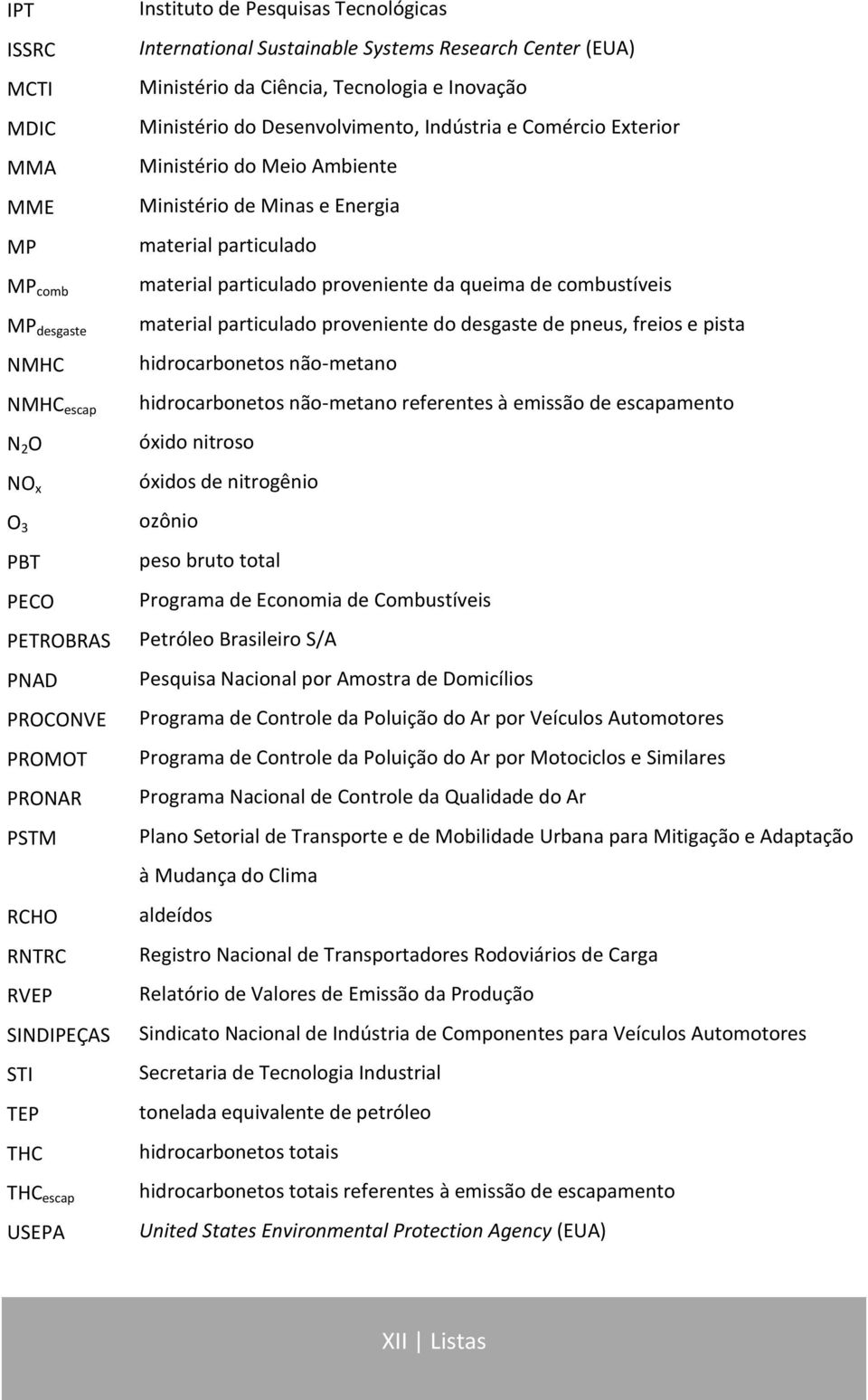 do Meio Ambiente Ministério de Minas e Energia material particulado material particulado proveniente da queima de combustíveis material particulado proveniente do desgaste de pneus, freios e pista