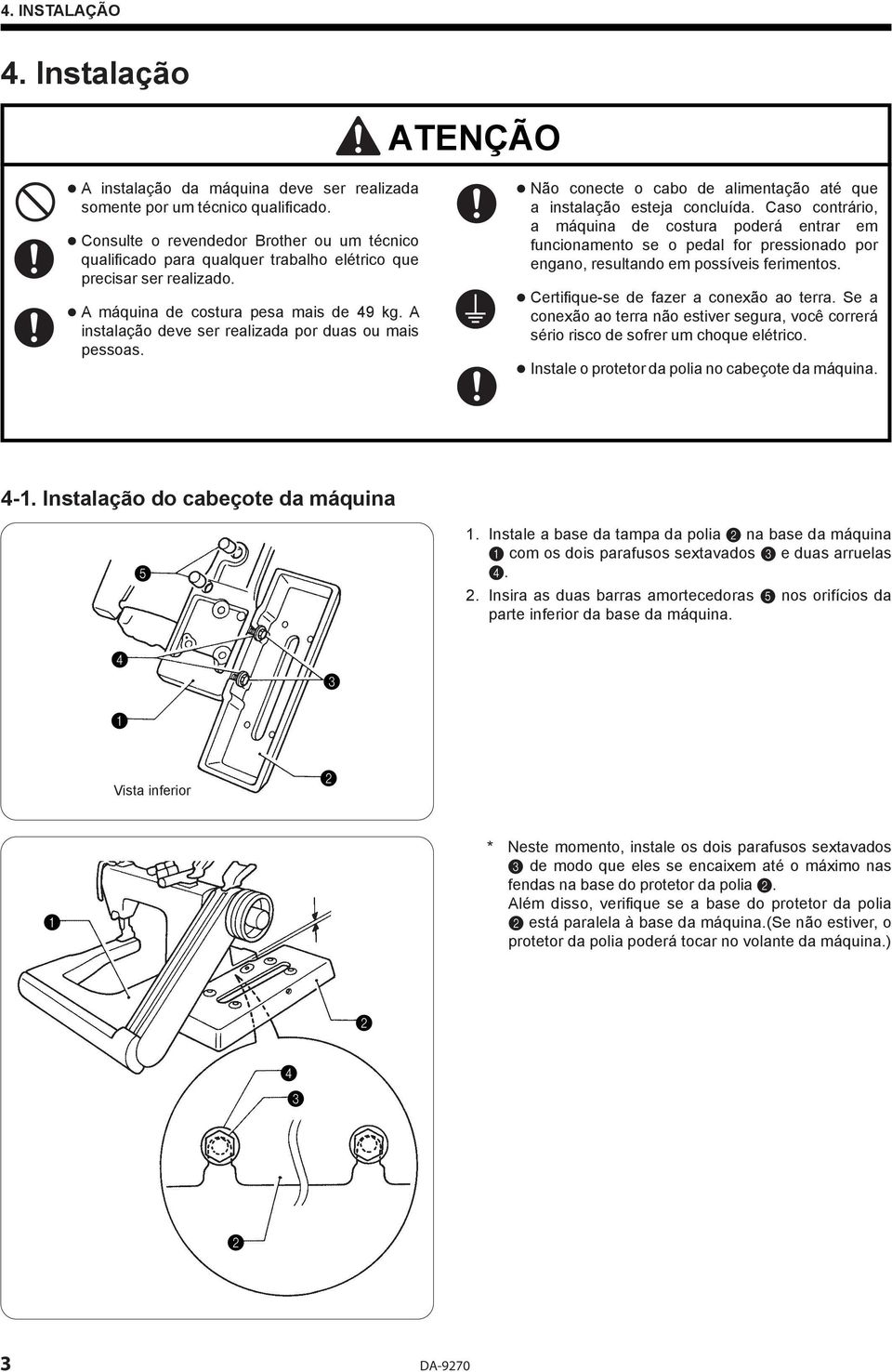 A instalação deve ser realizada por duas ou mais pessoas. Não conecte o cabo de alimentação até que a instalação esteja concluída.