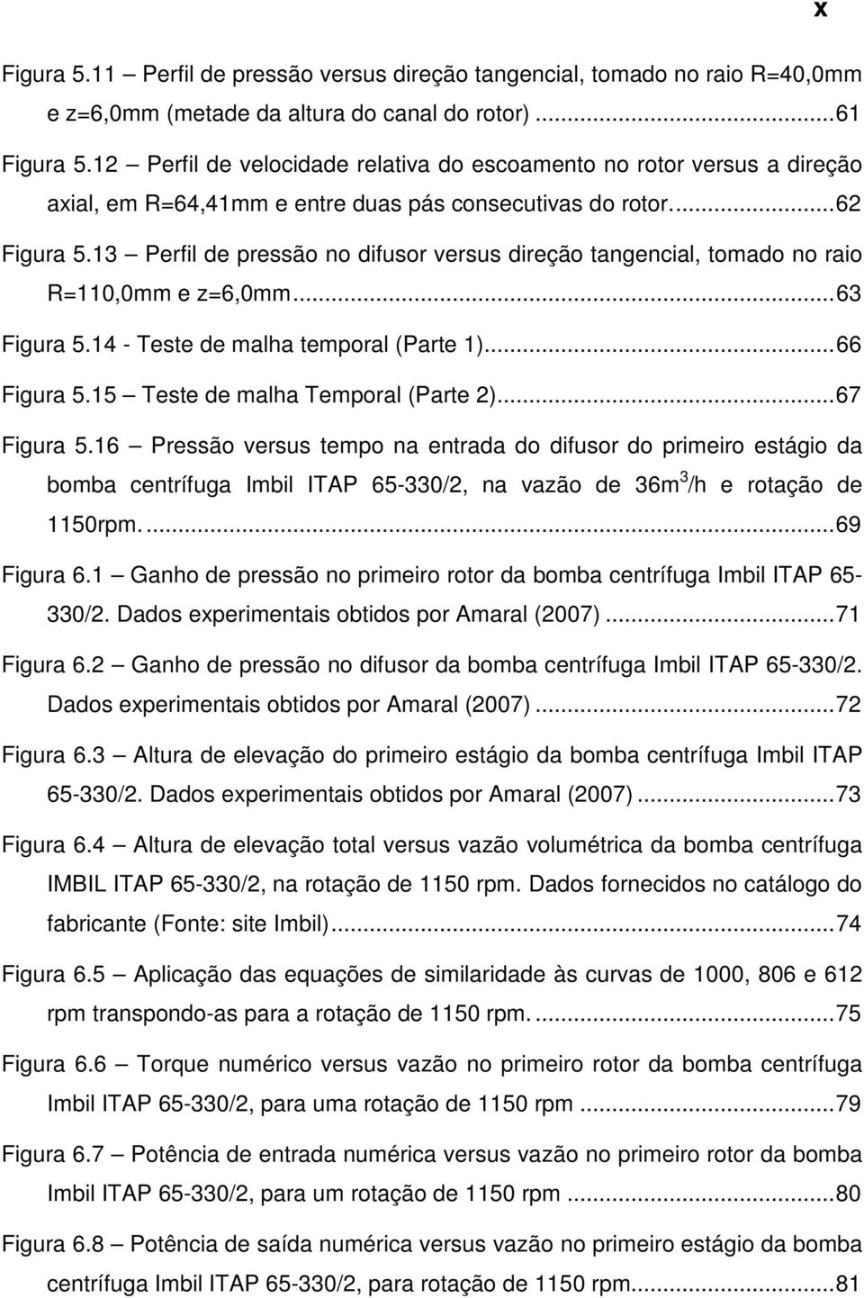 13 Perfil de pressão no difusor versus direção tangencial, tomado no raio R=110,0mm e z=6,0mm...63 Figura 5.14 - Teste de malha temporal (Parte 1)...66 Figura 5.15 Teste de malha Temporal (Parte 2).